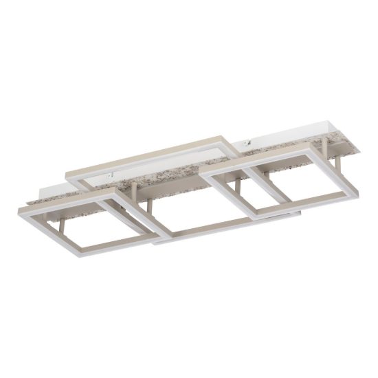 Eglo crispieri plafoniera per soggiorno moderna grigio chiaro led 40w 2700k 68cm