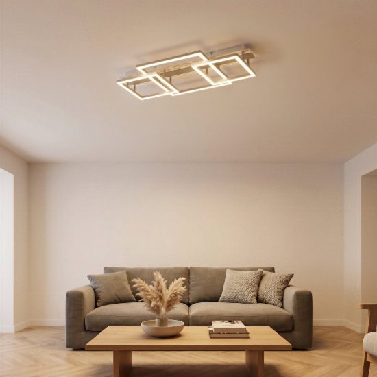 Eglo crispieri plafoniera per soggiorno moderna grigio chiaro led 40w 2700k 68cm