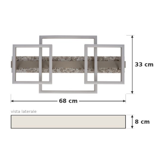 Eglo crispieri plafoniera per soggiorno moderna grigio chiaro led 40w 2700k 68cm