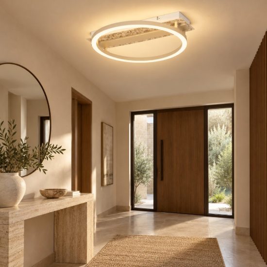Eglo crispieri plafoniera per soggiorno moderna anello grigio chiaro led 24w 2700k 37cm