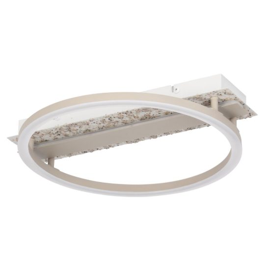 Eglo crispieri plafoniera per soggiorno moderna anello grigio chiaro led 24w 2700k 37cm