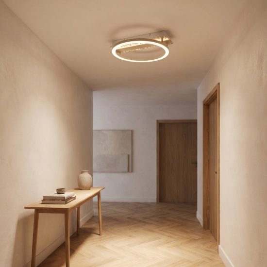 Eglo crispieri plafoniera per soggiorno moderna anello grigio chiaro led 24w 2700k 37cm