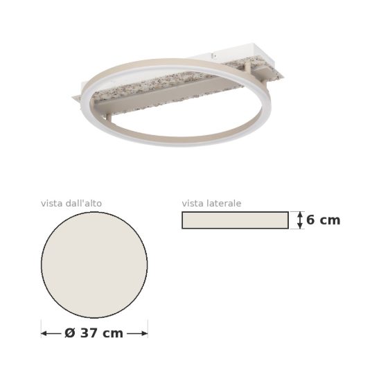 Eglo crispieri plafoniera per soggiorno moderna anello grigio chiaro led 24w 2700k 37cm