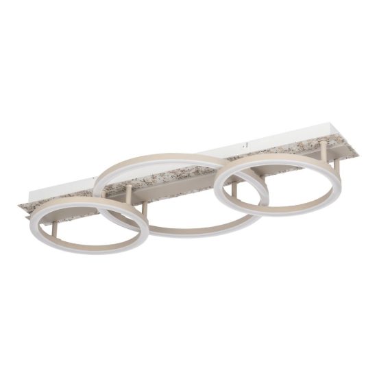 Eglo crispieri plafoniera per cucina moderna tre anelli grigio chiaro led 40w 2700k 68cm