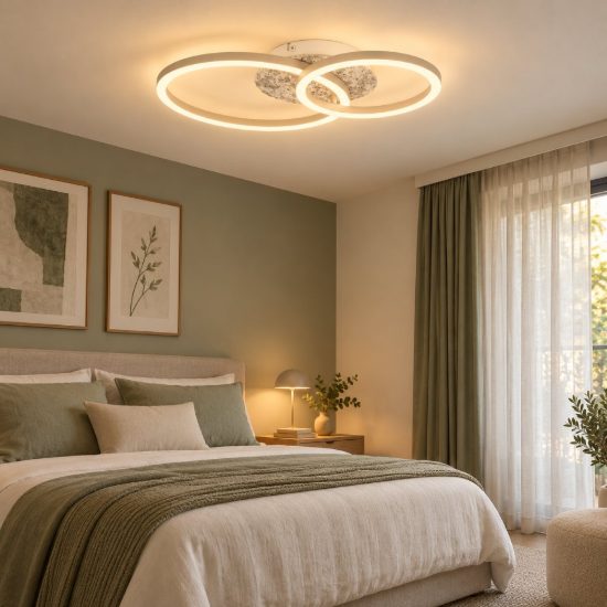 Eglo crispieri 1 plafoniera per soggiorno moderna anello grigio chiaro led 24w 2700k 50cm