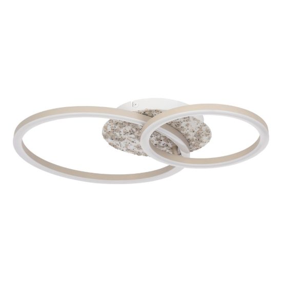 Eglo crispieri 1 plafoniera per soggiorno moderna anello grigio chiaro led 24w 2700k 50cm