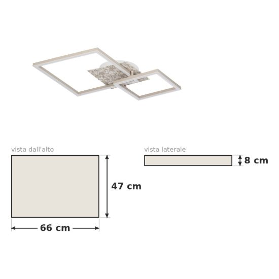 Eglo crispieri 1 plafoniera per soggiorno moderna grigio chiaro led 24w 2700k 66cm