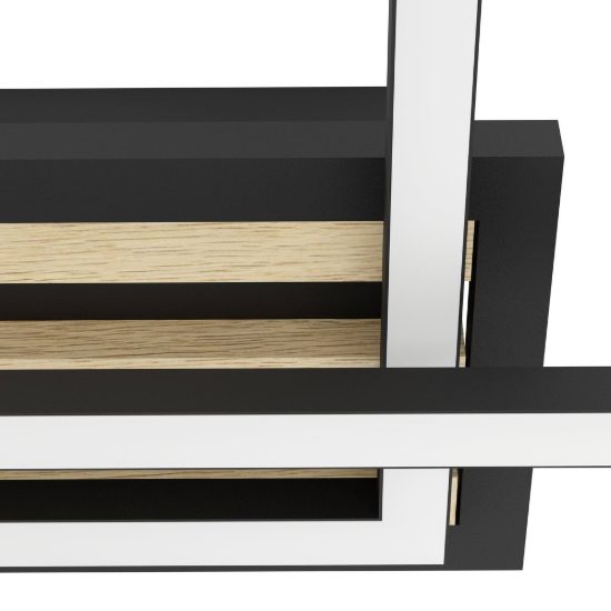 Eglo cembrano plafoniera led 40w 3000k 76cm per soggiorno moderna rettangolare nero e naturale