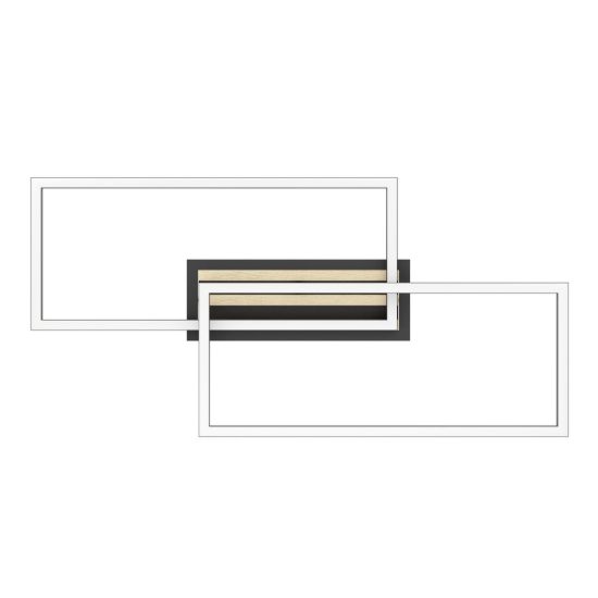 Eglo cembrano plafoniera led 40w 3000k 76cm per soggiorno moderna rettangolare nero e naturale