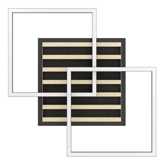 Eglo cembrano plafoniera led 40w 3000k 53cm per soggiorno moderna quadrata nero e naturale