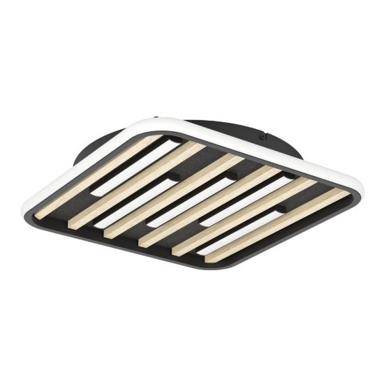Eglo cembrano plafoniera led 21w 3000k 38,5cm per soggiorno moderna quadrata nero e naturale