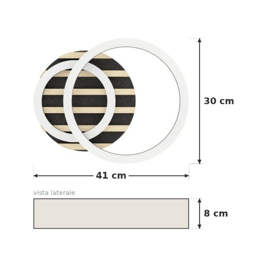 Eglo cembrano plafoniera led 12w 3000k 41cm per soggiorno moderna anello nero e naturale