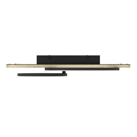 Eglo cembrano plafoniera led 15w 3000k 50cm per soggiorno moderna anello nero e naturale