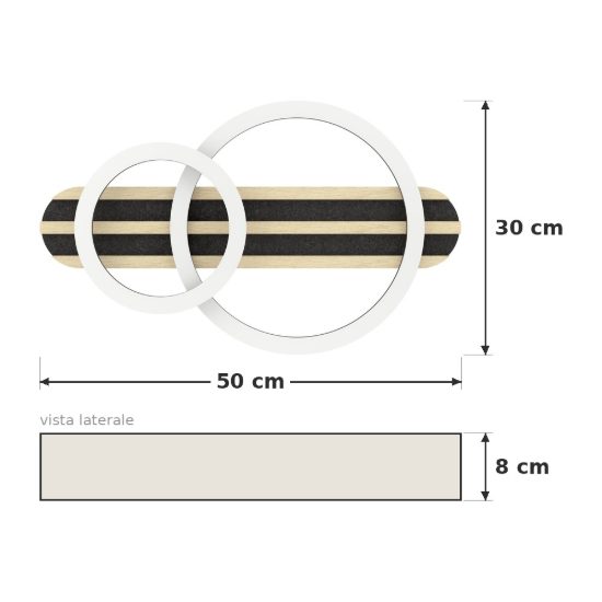Eglo cembrano plafoniera led 15w 3000k 50cm per soggiorno moderna anello nero e naturale