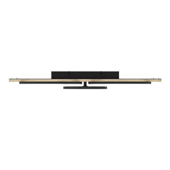 Eglo cembrano plafoniera led 30w 3000k 73cm per soggiorno moderna anello nero e naturale