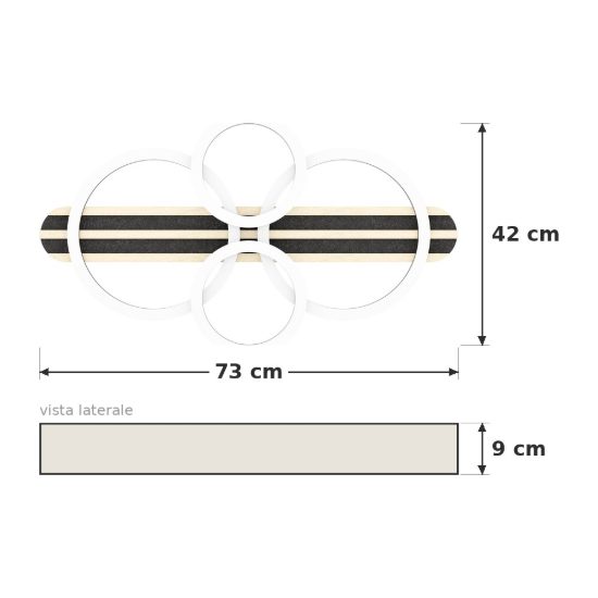 Eglo cembrano plafoniera led 30w 3000k 73cm per soggiorno moderna anello nero e naturale