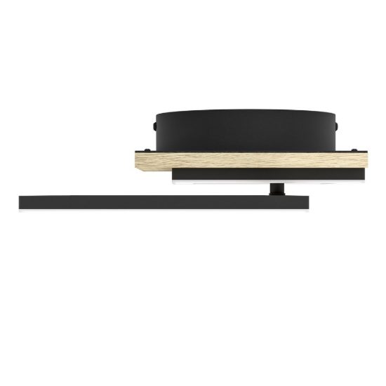 Eglo cembrano plafoniera led 12w 3000k 34cm per soggiorno moderna quadrata nero e naturale