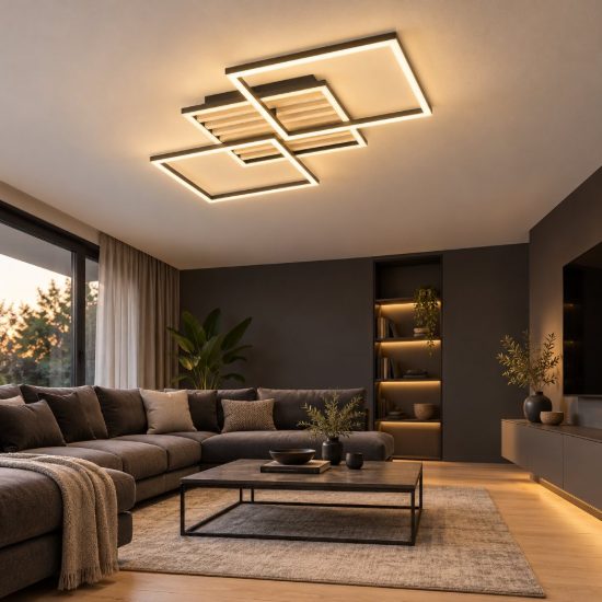 Eglo cembrano plafoniera led 30w 3000k 92,5cm per soggiorno moderna rettangolare nero e naturale