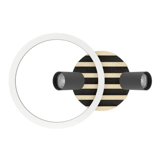 Eglo cembrano plafoniera led 8w 3000k 38,5cm con 2 faretti gu10 orientabili per soggiorno nero e naturale