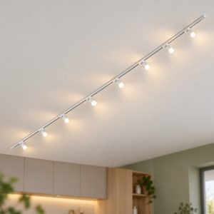 Sistema a binario 300cm monofase bianco con 8 spot orientabili