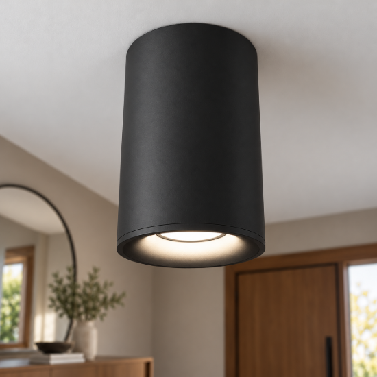 Faretto da soffitto cilindro nero gu10 maytoni slim