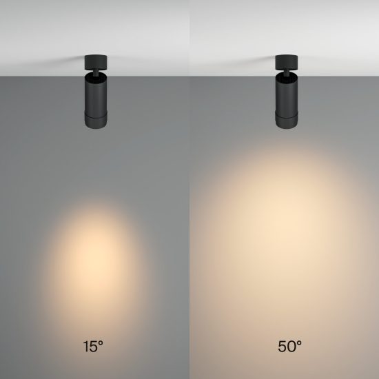 Maytoni focus zoom faretto per cucina nero da soffitto led 12w 3000k 16cm