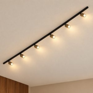 Illuminazione binario 200cm nero oro spot orientabili monofase