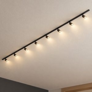Sistema binario nero 300cm monofase 8 spot orientabili