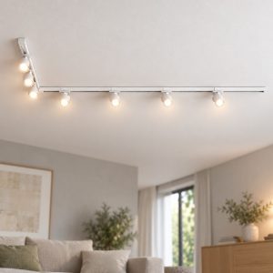 Sistema binario angolare 300cm bianco monofase con 7 spot orientabili