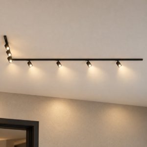 Sistema binario 300cm ad angolo monofase nero 7 spot