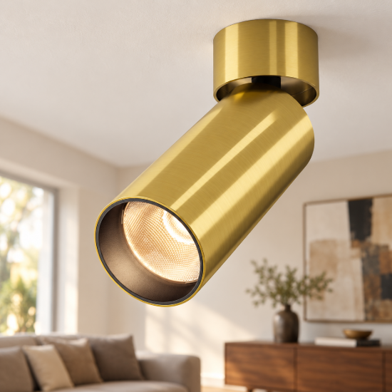 Maytoni focus led faretto da soffitto led 12w 3000k orientabile 16cm per cucina ottone