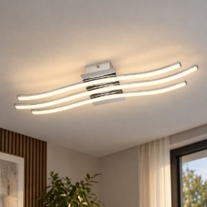 Eglo roncade plafoniera led 21w 3000k 65cm moderna lineare cromata