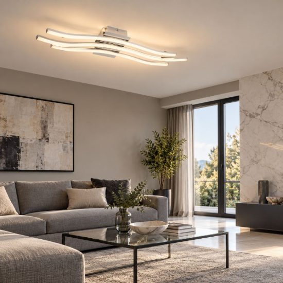 Eglo roncade plafoniera led 21w 3000k 65cm moderna lineare cromata