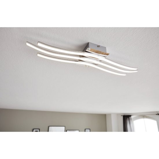 Eglo roncade plafoniera led 21w 3000k 65cm moderna lineare cromata