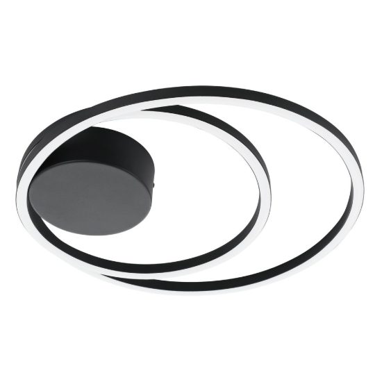 Eglo ruotale plafoniera led 36w 3000k 45cm moderna due anelli nera