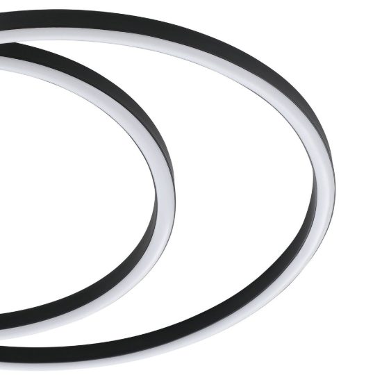 Eglo ruotale plafoniera led 36w 3000k 45cm moderna due anelli nera