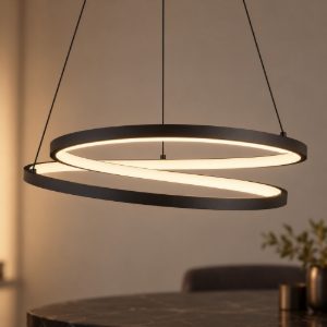 Eglo ruotale lampadario a sospensione led 36w 3000k 55cm moderno due anelli nero