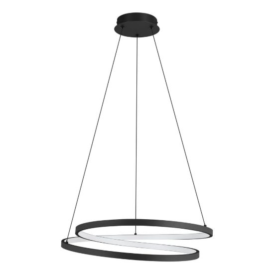 Eglo ruotale lampadario a sospensione led 36w 3000k 55cm moderno due anelli nero