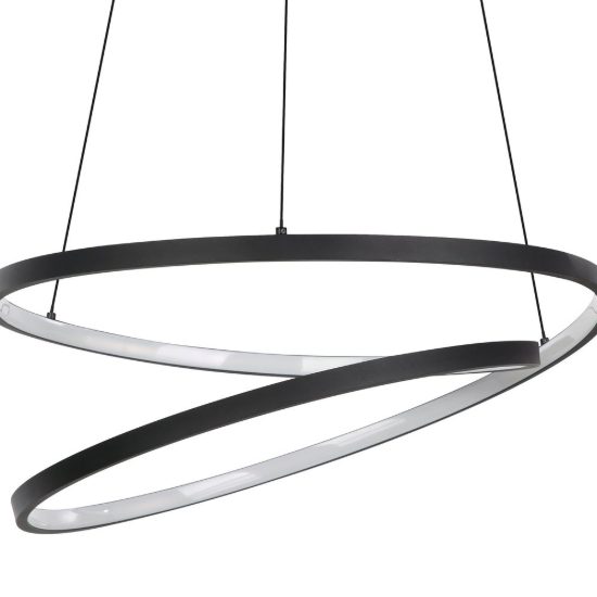 Eglo ruotale lampadario a sospensione led 36w 3000k 55cm moderno due anelli nero
