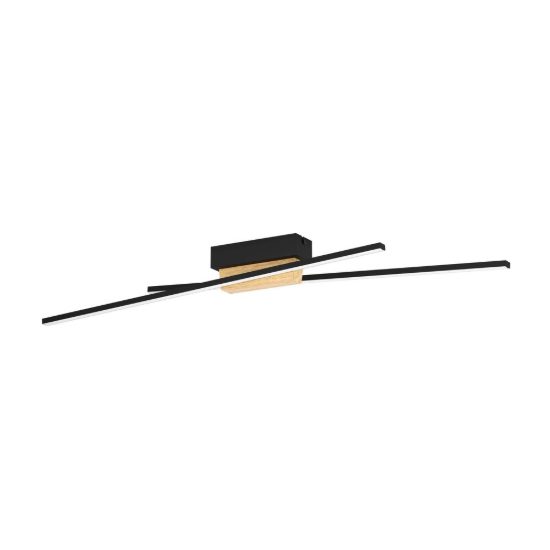 Eglo panagria plafoniera led 26w 3000k 93,5cm dimmerabile moderna lineare nera e marrone