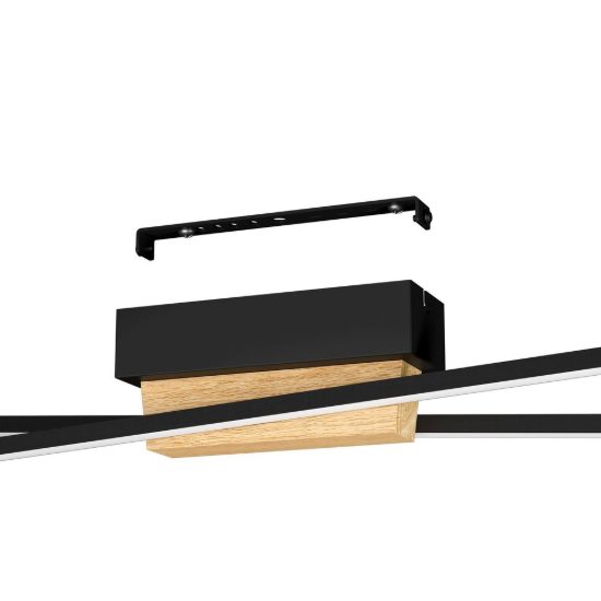 Eglo panagria plafoniera led 26w 3000k 93,5cm dimmerabile moderna lineare nera e marrone
