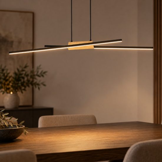 Eglo panagria lampadario led 26w 3000k 93,5cm dimmerabile per sala da pranzo moderno nero e marrone