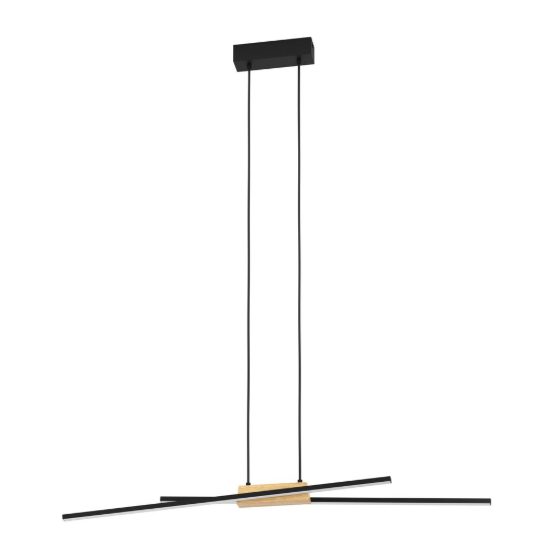 Eglo panagria lampadario led 26w 3000k 93,5cm dimmerabile per sala da pranzo moderno nero e marrone