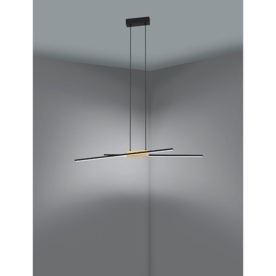 Eglo panagria lampadario led 26w 3000k 93,5cm dimmerabile per sala da pranzo moderno nero e marrone