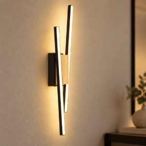 Eglo panagria applique led 12,6w 3000k 54cm moderna lineare nera e marrone