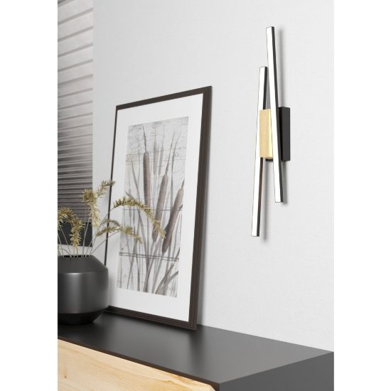 Eglo panagria applique led 12,6w 3000k 54cm moderna lineare nera e marrone