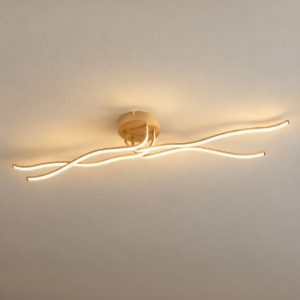 Eglo roncade 2 plafoniera led 37w 3000k 110cm moderna lineare marrone chiaro