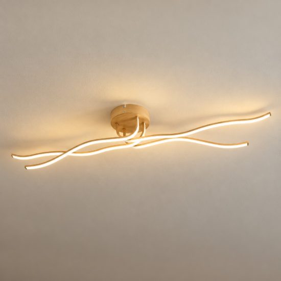 Eglo roncade 2 plafoniera led 37w 3000k 110cm moderna lineare marrone chiaro