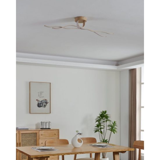 Eglo roncade 2 plafoniera led 37w 3000k 110cm moderna lineare marrone chiaro