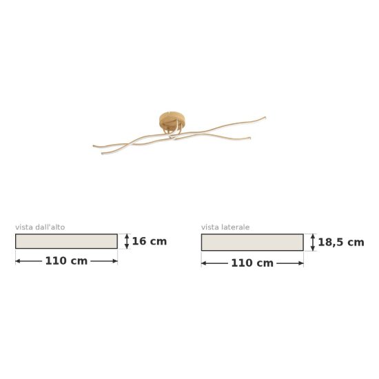 Eglo roncade 2 plafoniera led 37w 3000k 110cm moderna lineare marrone chiaro